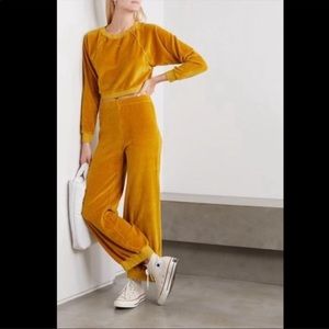 Suzie kondi high waist harem pants in velour mustard yellow